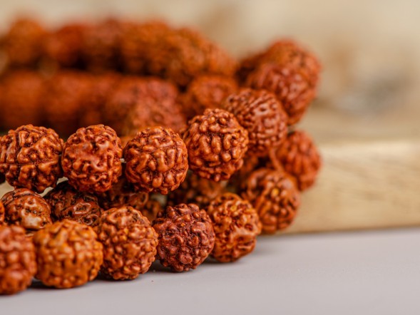 Różaniec #147, nasiona drzewa Rudraksha, 108 koralików