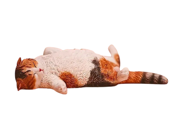 Leniwy kot, figurka herbaciana, plastik