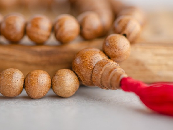 Rosary #95, mulberry wood, 54 beads