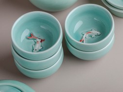 Zestaw do picia herbaty #209, ceramika, 9 elementów