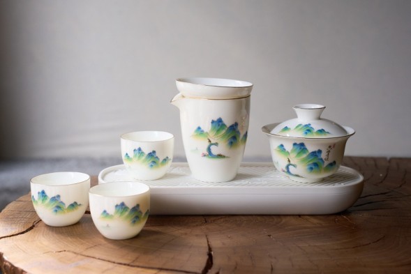 Zestaw do picia herbaty #231, ceramika, 7 elementów