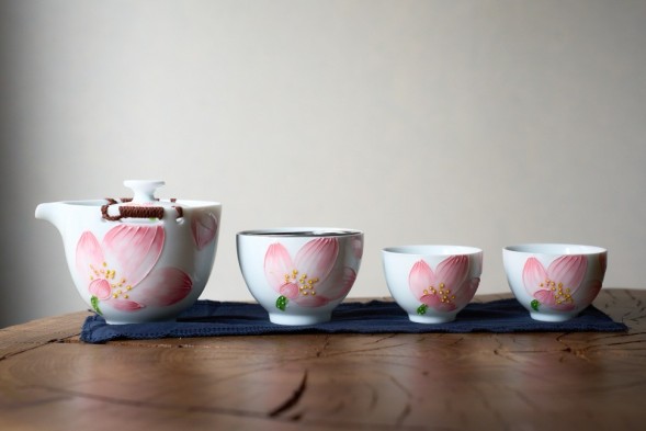 Zestaw do picia herbaty #255, ceramika, 4 elementa