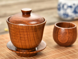 Zestaw do picia herbaty, dzewno, 4 elementy