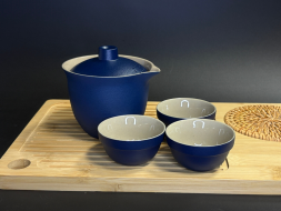 Zestaw naczyń do picia herbaty, niebieski, 4 elementy, ceramika