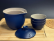 Zestaw naczyń do picia herbaty, niebieski, 4 elementy, ceramika