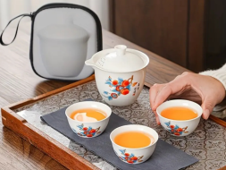 Zestaw kempingowy do picia herbaty, ceramika, 4 elementa